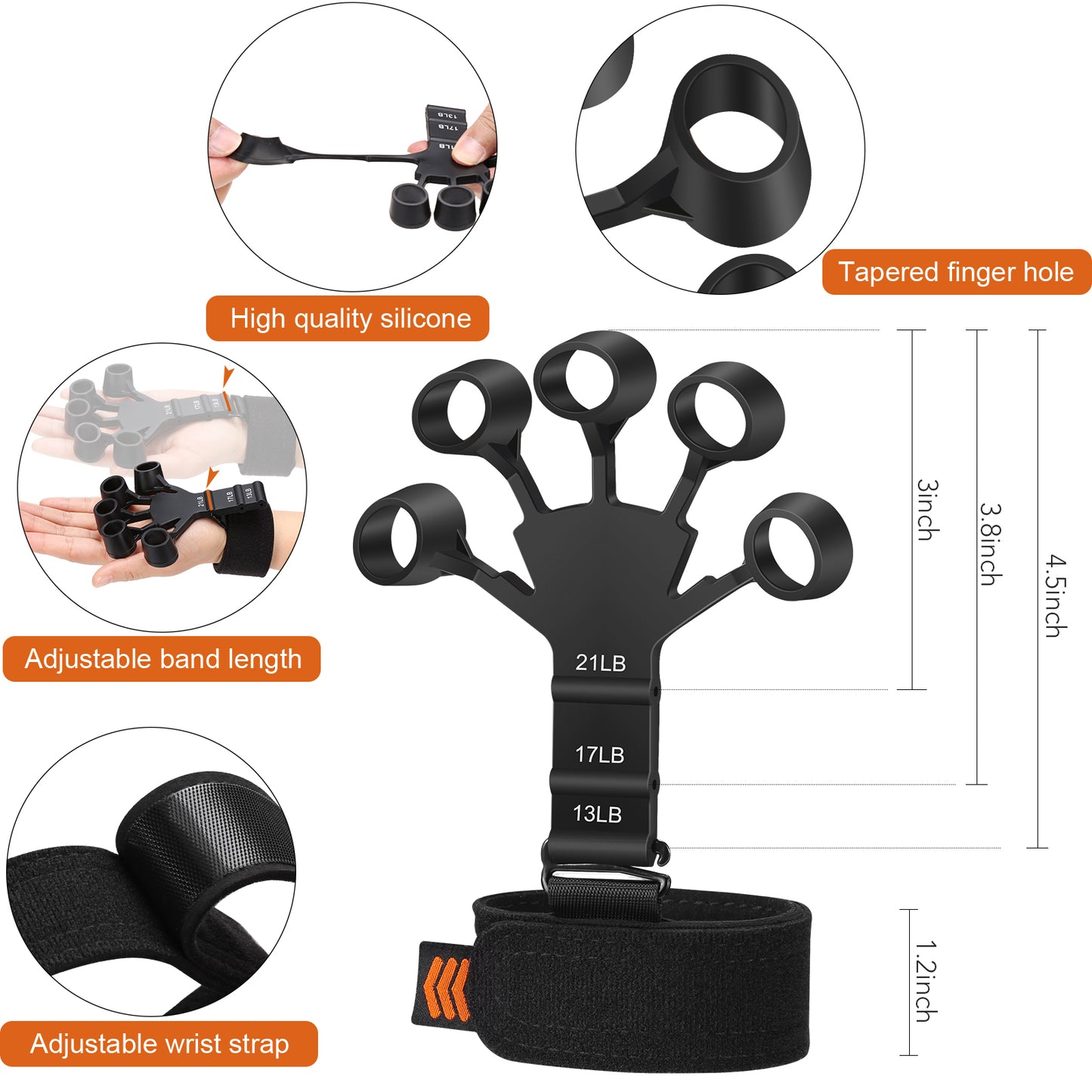 Adjustable Hand Exerciser and Finger Stretcher for Hand Therapy