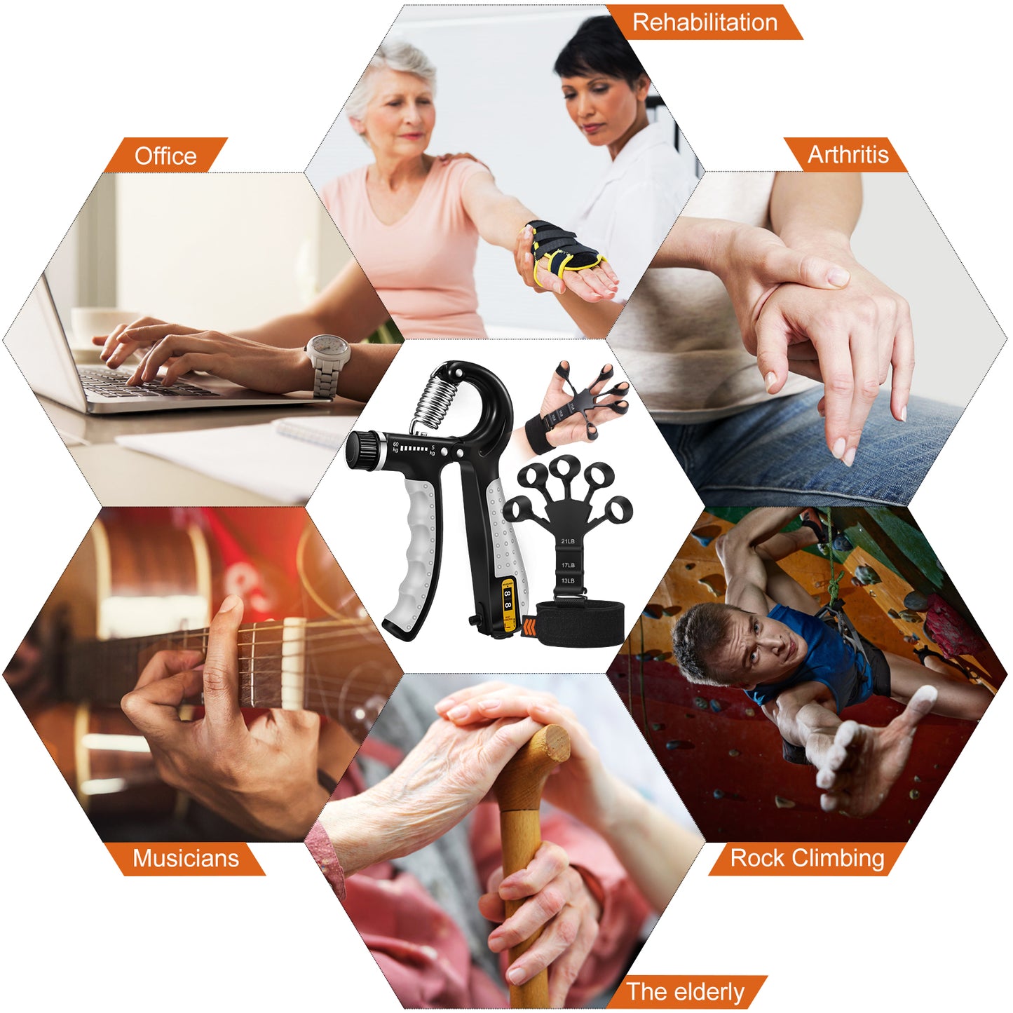 Finger Exerciser and Adjustable Hand Strengthener